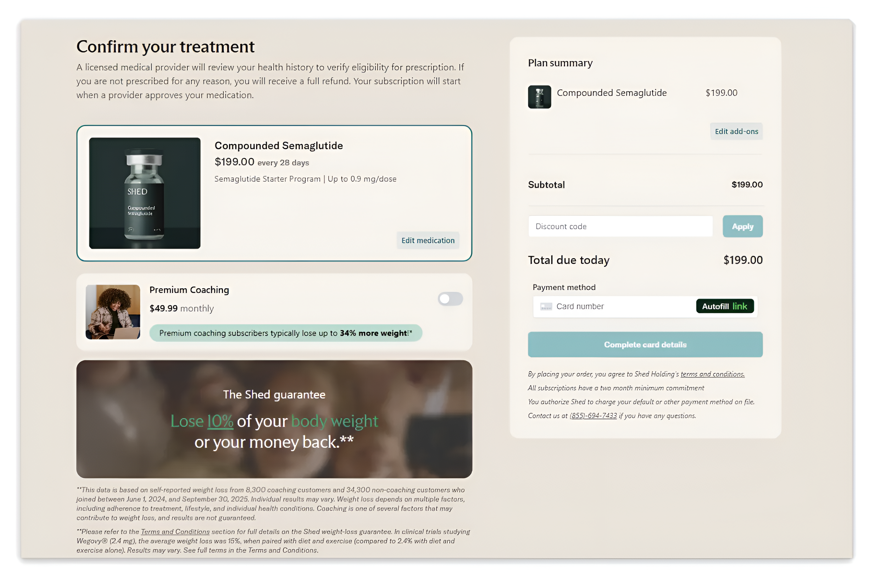 tryshed checkout page